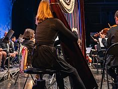 Harpiste au Concert de l'Orchestre Melun Val de Seine au Mas le 18 décembre 2022 - Agrandir l'image (fenêtre modale)