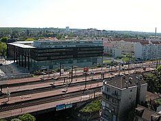 Vue aérienne de la Tour Gallieni de Melun - Agrandir l'image (fenêtre modale)